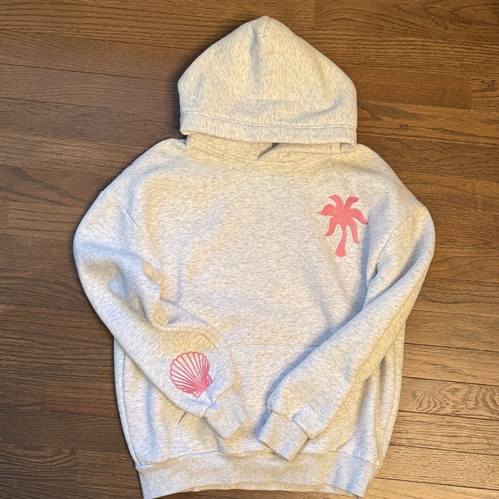 pink palm puff hoodie — hawaii hibiscus